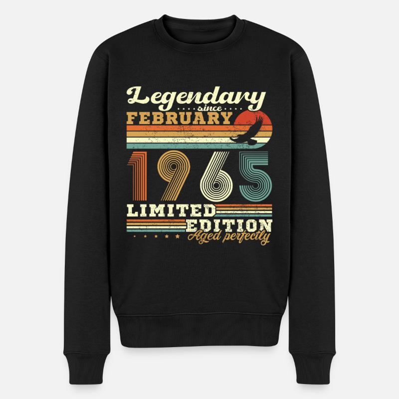 Februar 1965 Vintage Geburtstag 1965 Geschenk - Männer Premium Bio Pullover - Schwarz