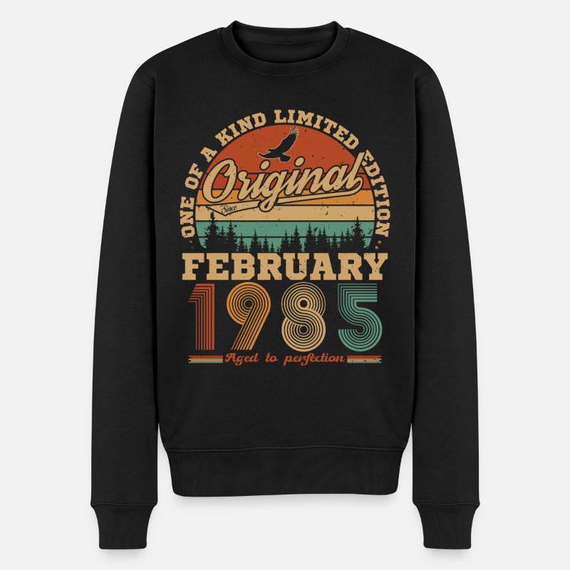 Februar 1985 Vintage Geburtstag 1985 Geschenk - Männer Premium Bio Pullover - Schwarz