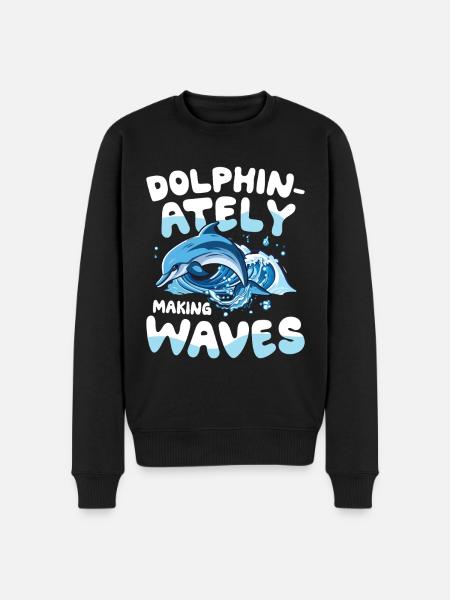Dolphin-ately Making Waves - Männer Premium Bio Pullover - Schwarz