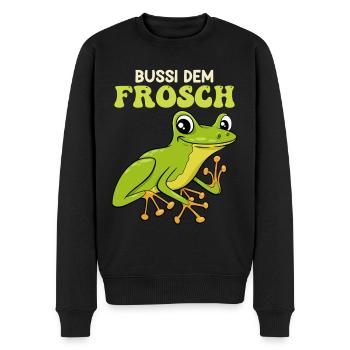 Froschkostüm BUSSI DEM FROSCH Lustiges Frosch - Männer Premium Bio Pullover - Schwarz - Vorne - Nico (187cm)