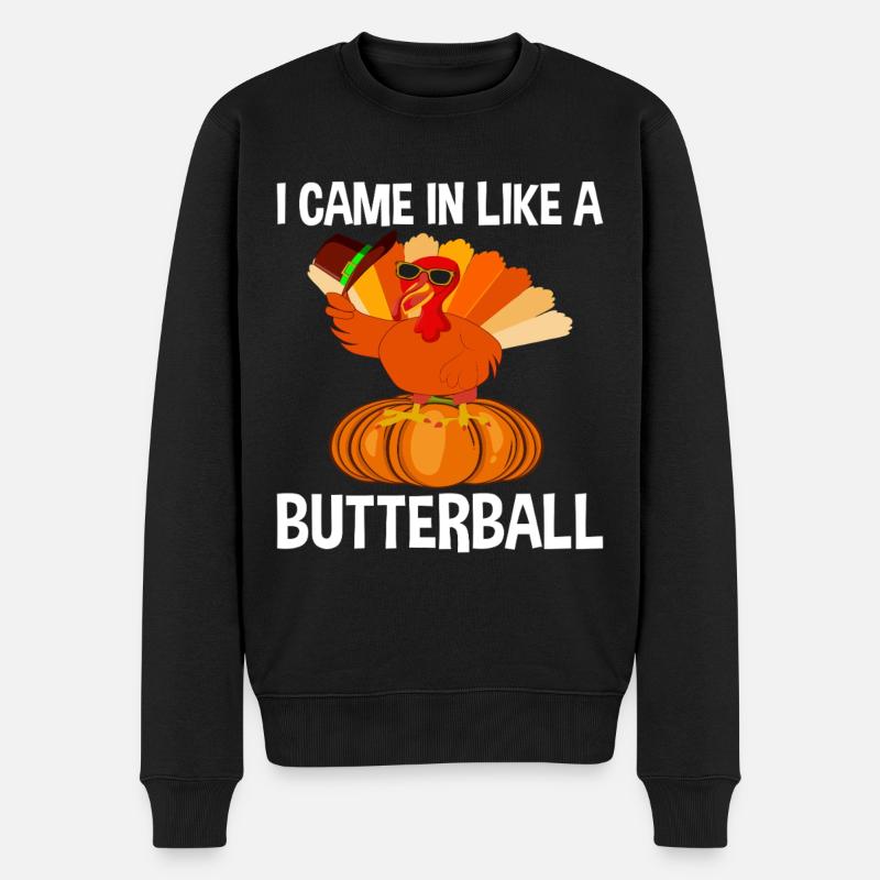 Trruthahn Thanksgiving Lustig Design - Männer Premium Bio Pullover - Schwarz