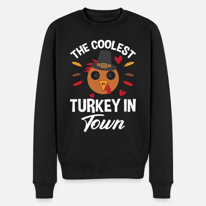 Trruthahn Thanksgiving Lustig Design - Männer Premium Bio Pullover - Schwarz