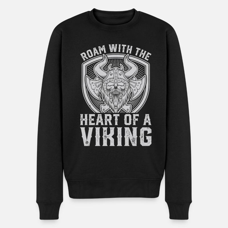 Wikinger Mythos Odin Ravens Huginn - Männer Premium Bio Pullover - Schwarz