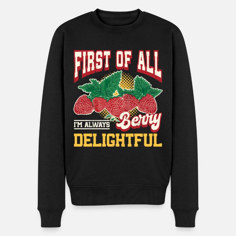 Berry Entzückende Erdbeerliebhaber - Männer Premium Bio Pullover - Schwarz