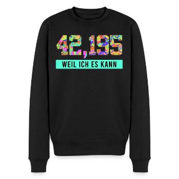Läufer 42.195 WEIL ICH ES KANN Laufen Lustiges - Männer Premium Bio Pullover - Schwarz - Vorne - Nico (187cm)