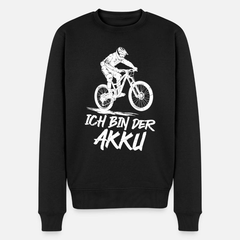 Radfahrer ICH BIN DER AKKU Radeln Lustiges - Männer Premium Bio Pullover - Schwarz