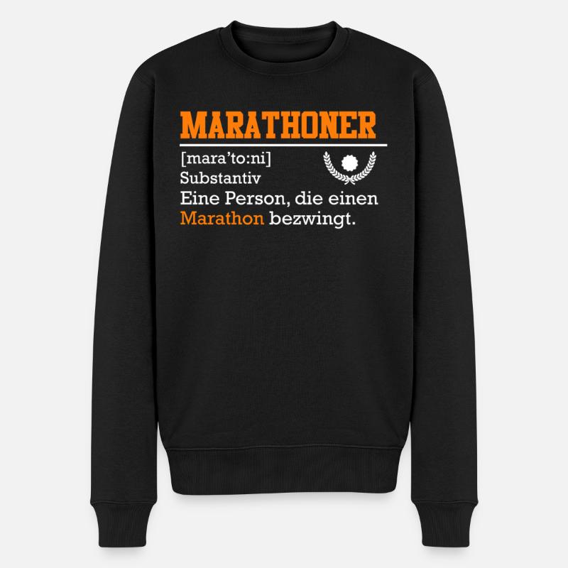 Läufer MARATHONI Laufen Lustiges Marathon - Männer Premium Bio Pullover - Schwarz