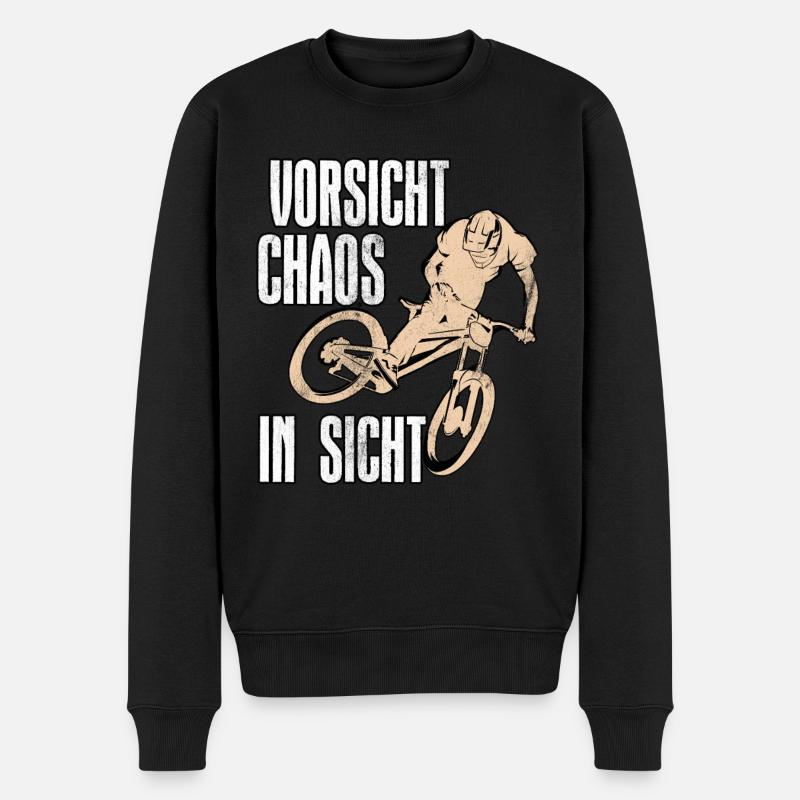 Mountainbiker VORSICHT CHAOS IN SICHT Lustiges - Männer Premium Bio Pullover - Schwarz