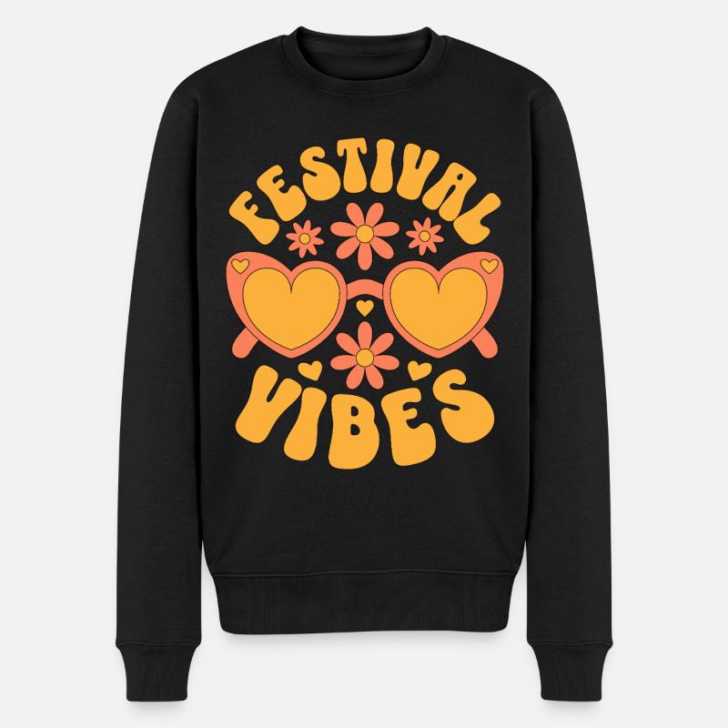 Festival Vibes - Männer Premium Bio Pullover - Schwarz