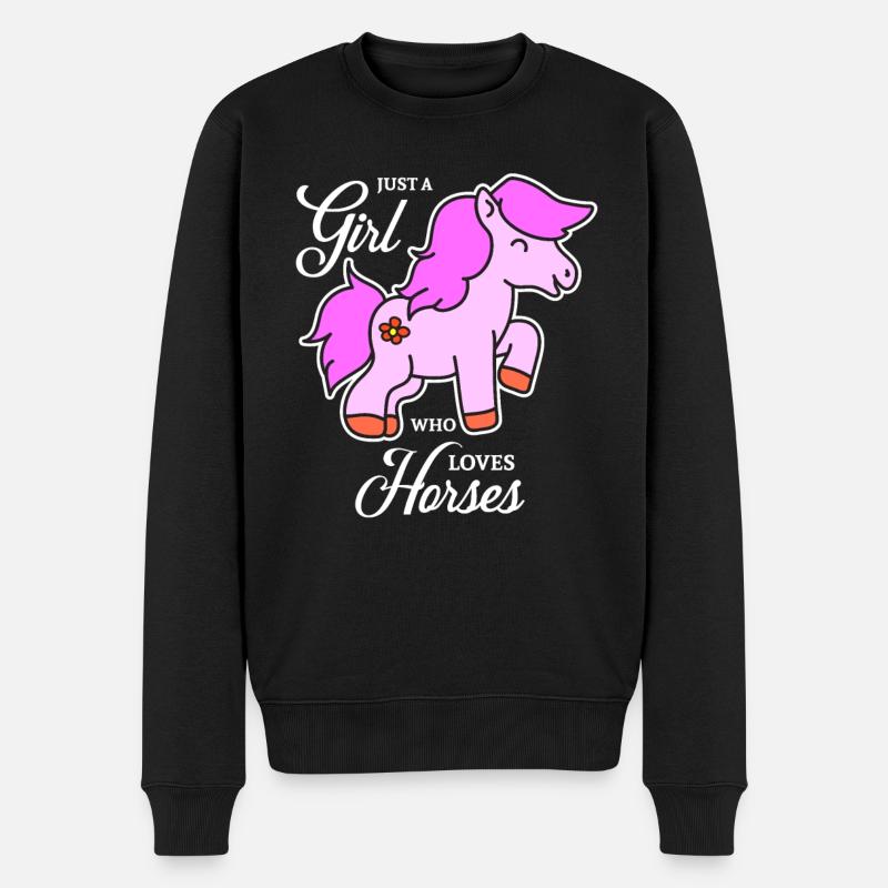 Pferde Design für Mädchen - Männer Premium Bio Pullover - Schwarz