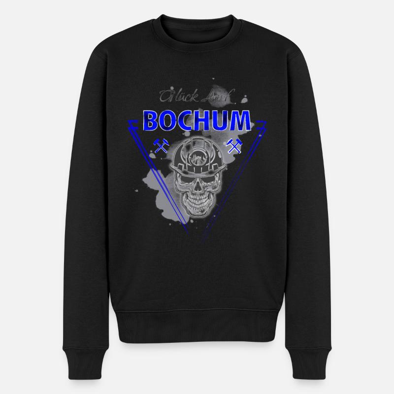 Bochum Glück Auf Totenkopf Ruhrpott Geschenk - Männer Premium Bio Pullover - Schwarz