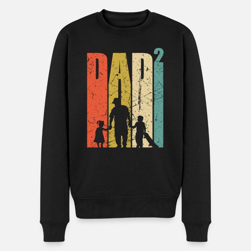Dad hoch 2 Vater zweifacher Papa Skater Geschenk - Männer Premium Bio Pullover - Schwarz