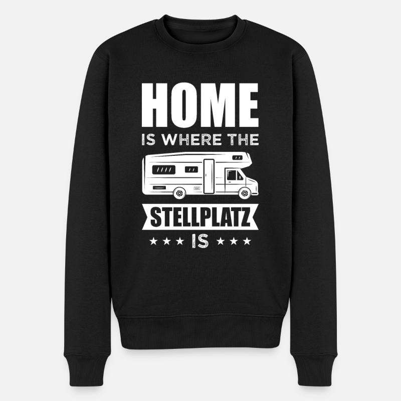La maison est l'endroit où se trouve la Stellplatz Vacances en camping - Pull Premium bio Homme - noir
