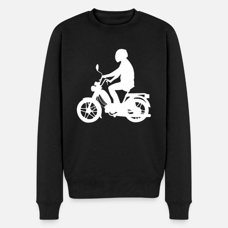 Mopedfahrer Moped Mofa Design Geschenk - Männer Premium Bio Pullover - Schwarz
