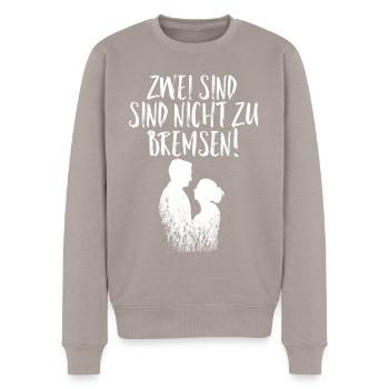 Zwei sind nicht zu Bremsen Hochzeit - Männer Premium Bio Pullover - Taupe - Vorne - Nico (187cm)