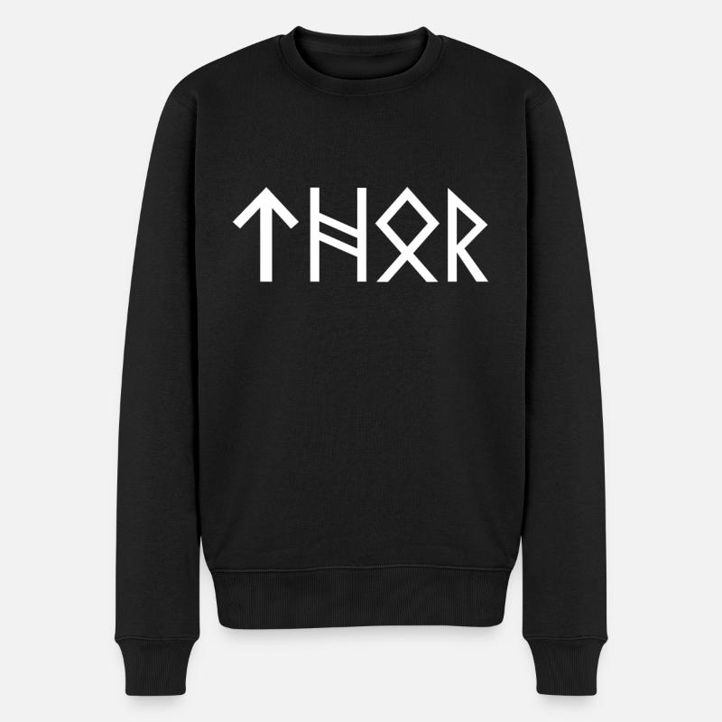 Wikinger Thor nordische Mythologie Geschenk - Männer Premium Bio Pullover - Schwarz