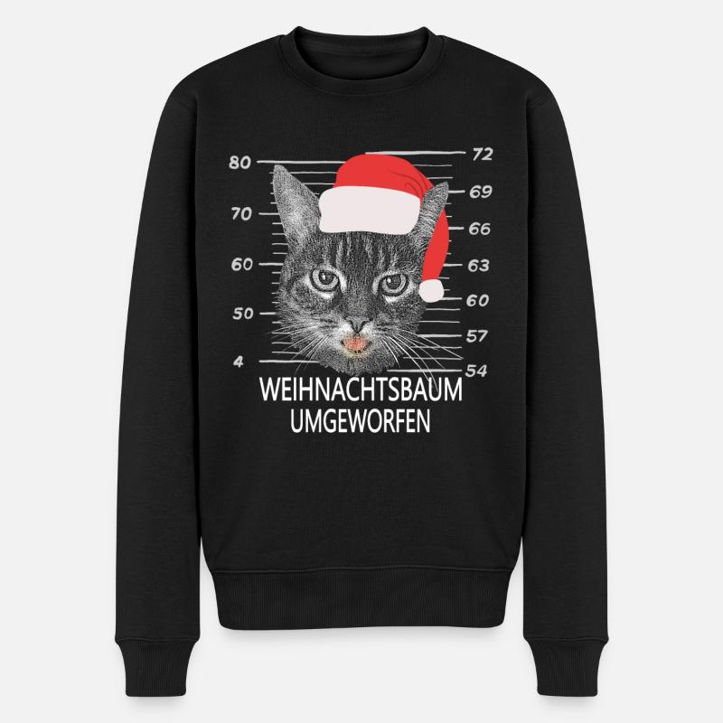 Weihnachtsbaum umgeworfen Katzen Geschenk - Männer Premium Bio Pullover - Schwarz