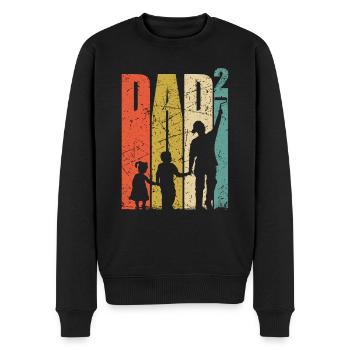Dad hoch 2 Vater zweifacher Papa Geschenk Maler - Männer Premium Bio Pullover - Schwarz - Vorne - Nico (187cm)