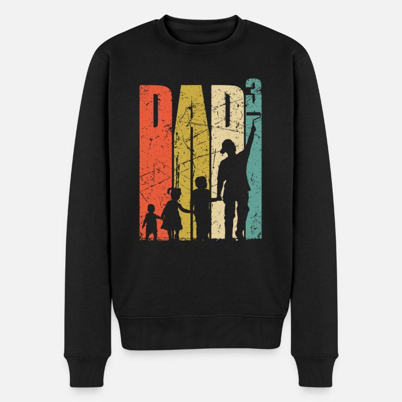 Dad hoch 3 Vater dreifacher Papa Geschenk Maler - Männer Premium Bio Pullover - Schwarz