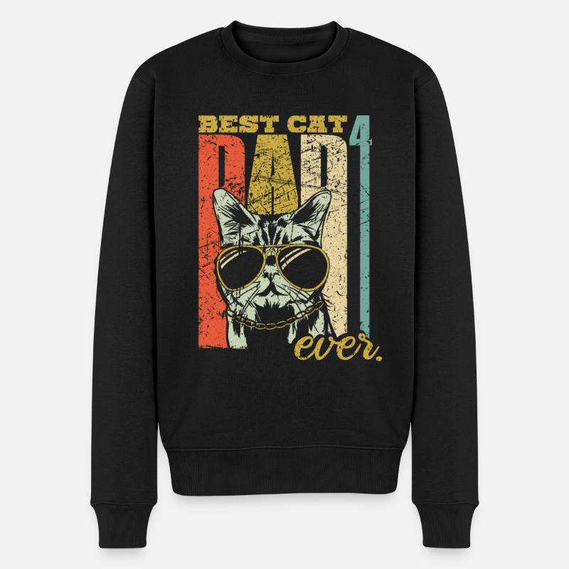 Best Cat Dad ever vier Katzen vierfach Katzenpapa - Männer Premium Bio Pullover - Schwarz