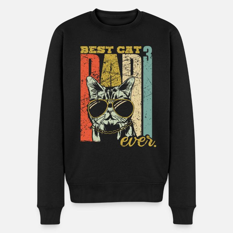 Meilleur papa chat jamais trois chats papa triple chat - Pull Premium bio Homme - noir