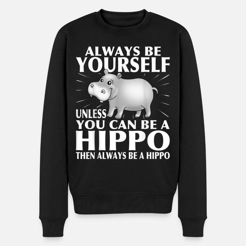 Hippo, Flusspferd Lustig T-shirt Geschenk - Männer Premium Bio Pullover - Schwarz