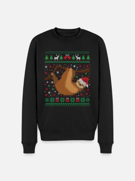 Ugly Christmas Sloth - Men's Premium Organic Jumper - black
