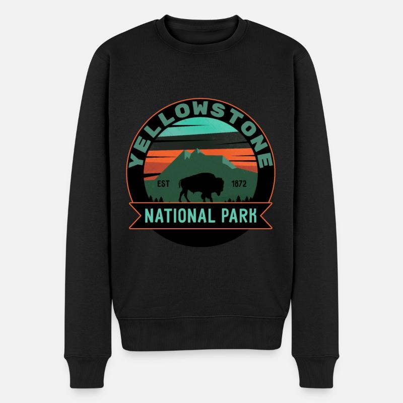 Yellowstone Nationalpark Design. - Männer Premium Bio Pullover - Schwarz