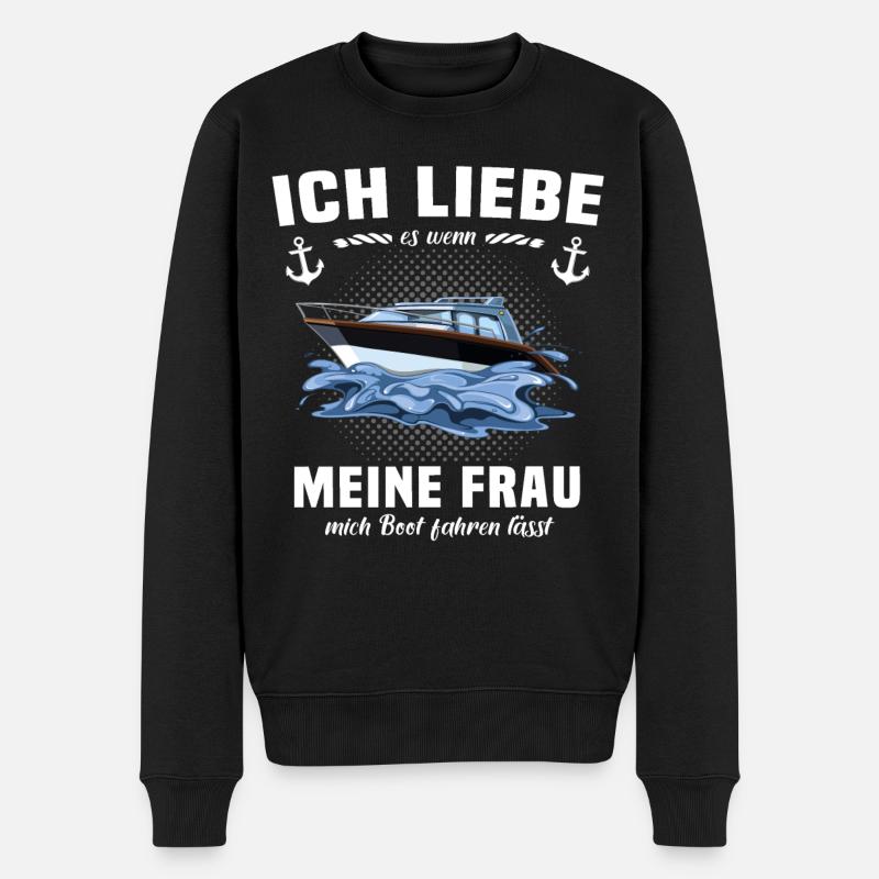 Kapitän Geschenk Bootsführerschein Motorboot Käptn - Männer Premium Bio Pullover - Schwarz