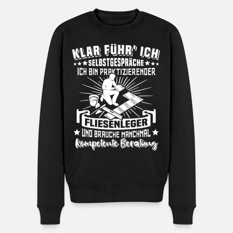 Fliesenleger Sprüche Fliesen - Männer Premium Bio Pullover - Schwarz