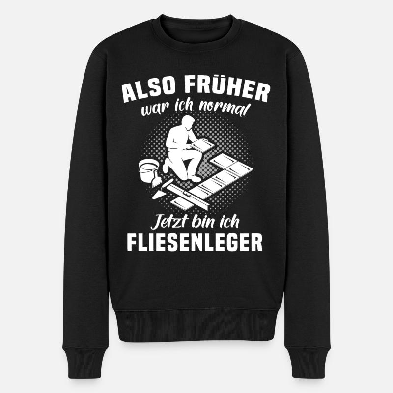 Fliesenleger Sprüche Fliesen Legen - Männer Premium Bio Pullover - Schwarz