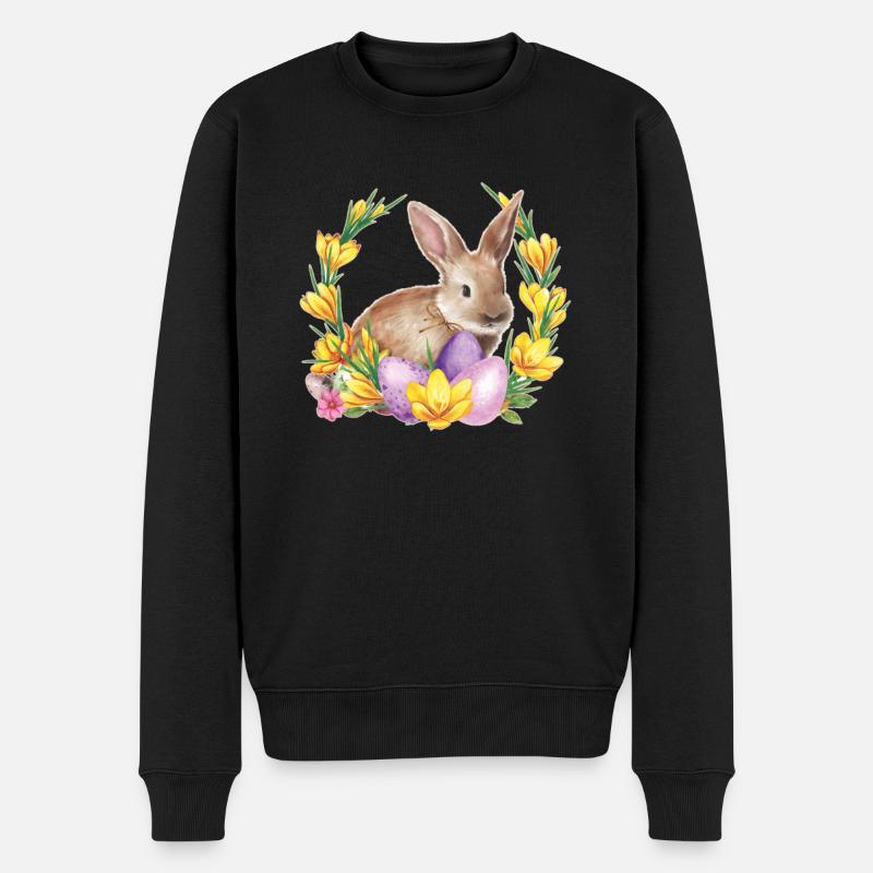 Ostern Osterhase Frohe Ostern - Männer Premium Bio Pullover - Schwarz