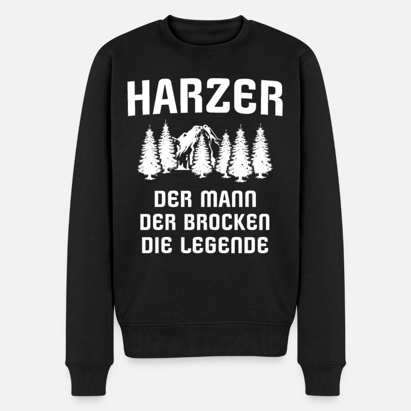 Harzer Brocken Harz - Männer Premium Bio Pullover - Schwarz