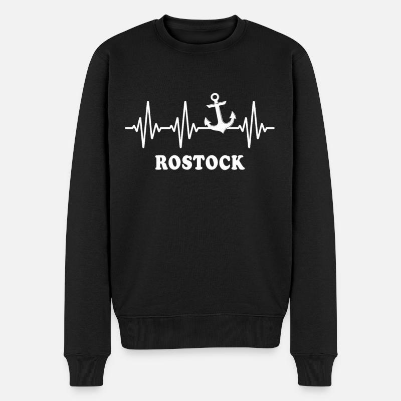 Rostock EKG Herzlinie Rostocker - Männer Premium Bio Pullover - Schwarz