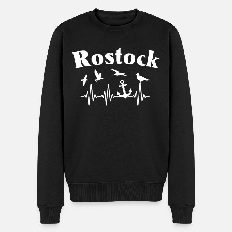 Rostock EKG Herzlinie Rostocker - Männer Premium Bio Pullover - Schwarz