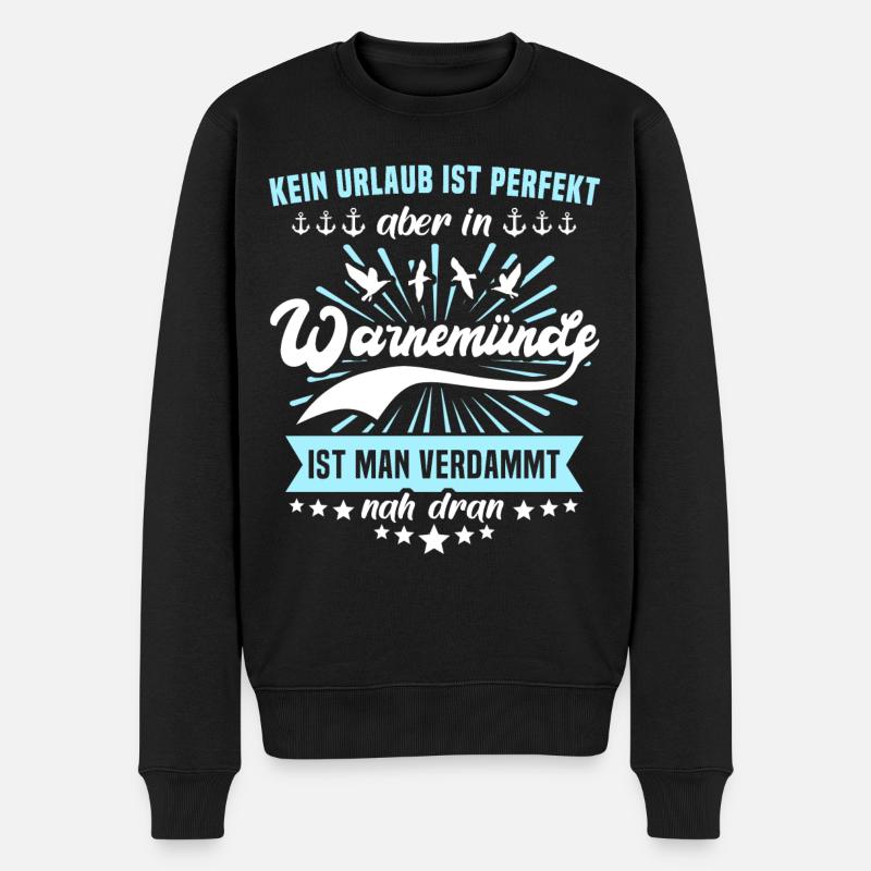 Warnemünde Ostsee Warnemünder - Männer Premium Bio Pullover - Schwarz