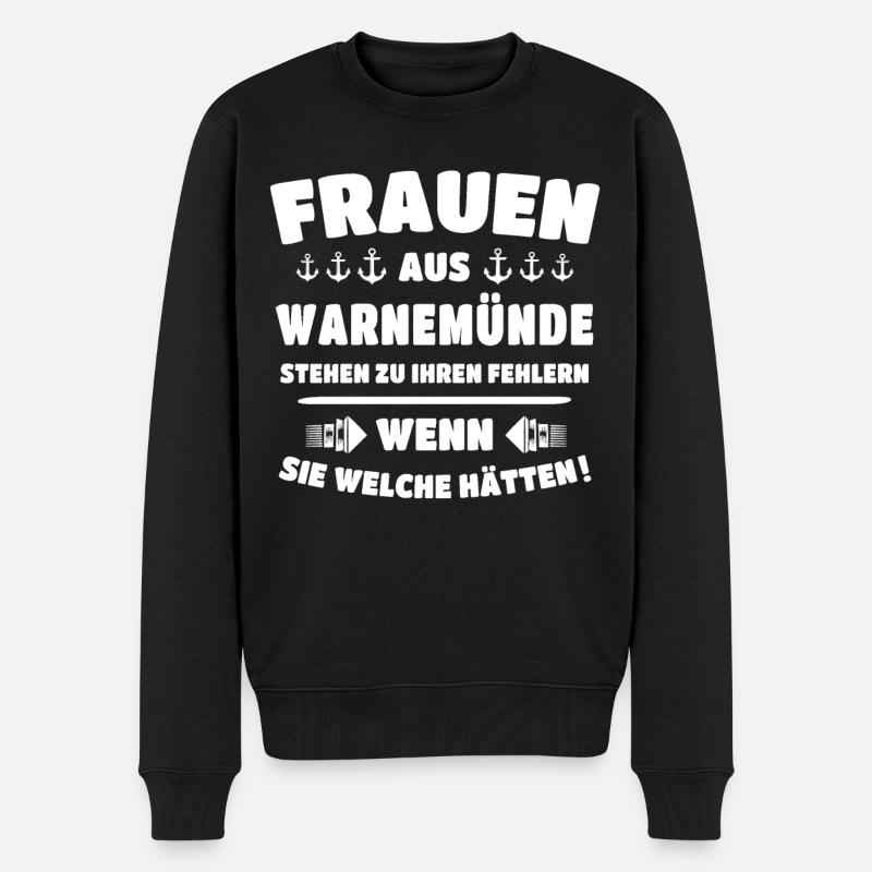 Warnemünde Ostsee Warnemuende - Männer Premium Bio Pullover - Schwarz