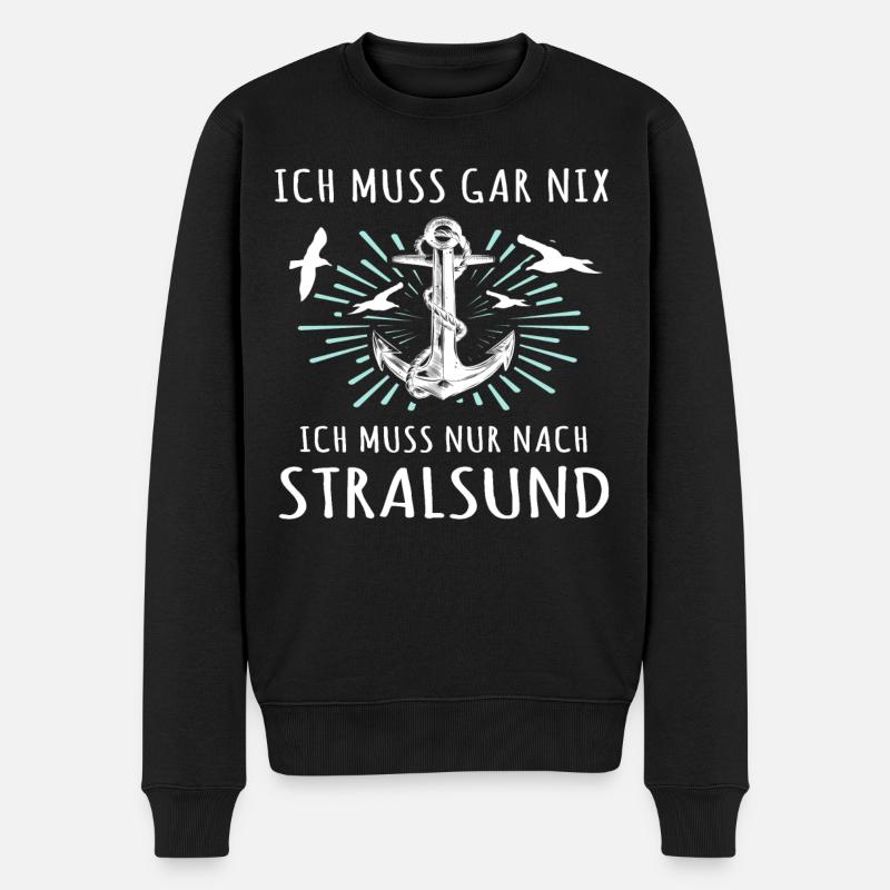 Stralsund Souvenir Ostsee Urlaub - Männer Premium Bio Pullover - Schwarz