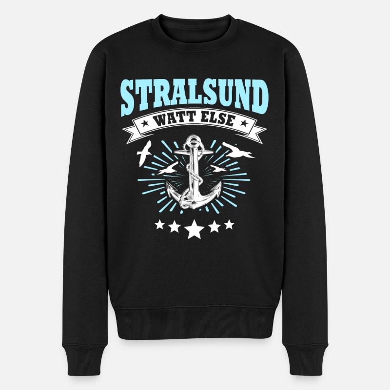 Stralsund Souvenir Ostsee Urlaub - Männer Premium Bio Pullover - Schwarz