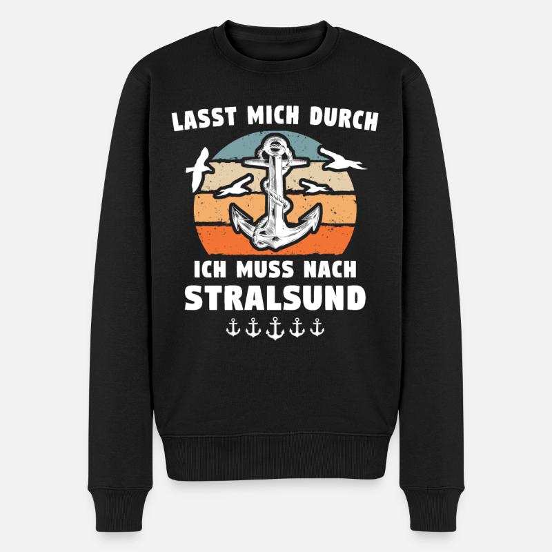 Urlaub Stralsund Sprüche - Männer Premium Bio Pullover - Schwarz