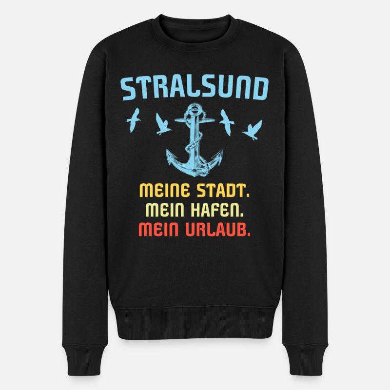 Urlaub Stralsund Sprüche - Männer Premium Bio Pullover - Schwarz
