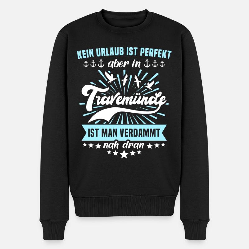 Travemünde Souvenir Ostsee - Männer Premium Bio Pullover - Schwarz