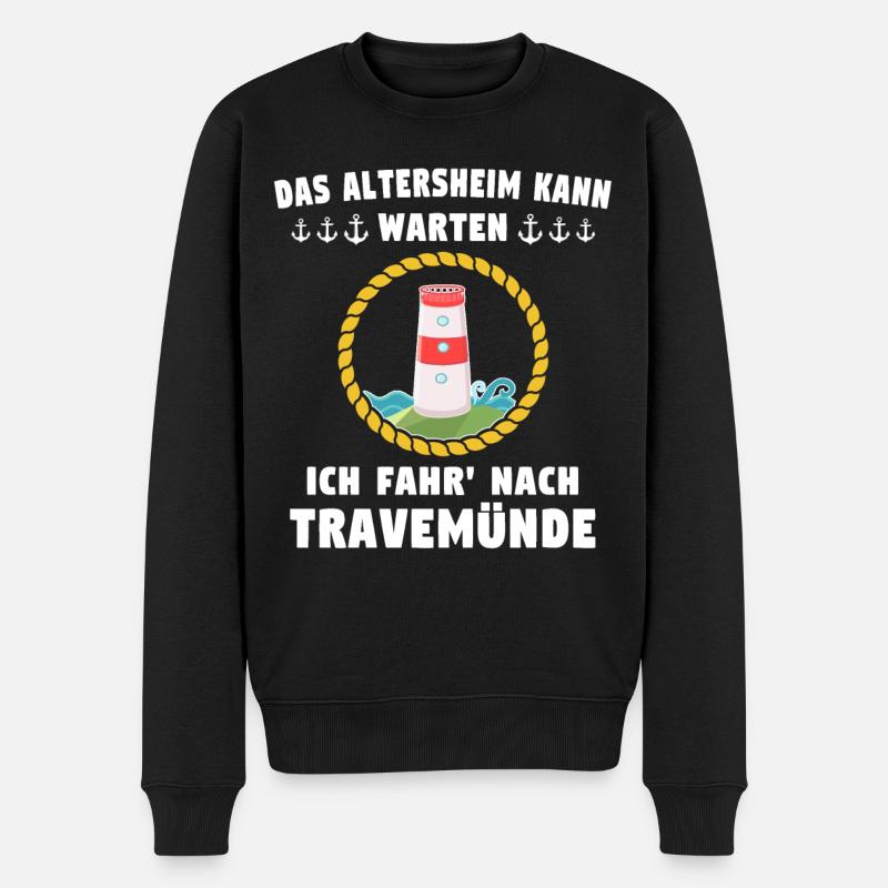 Travemünde Souvenir Ostsee - Männer Premium Bio Pullover - Schwarz