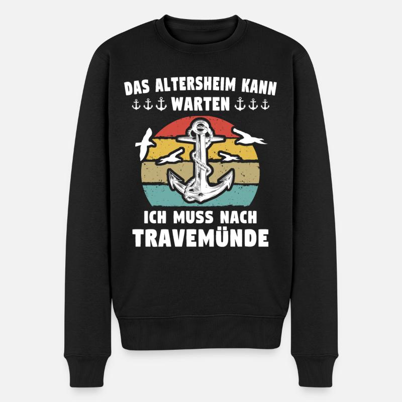 Travemünde Souvenir Ostsee - Männer Premium Bio Pullover - Schwarz
