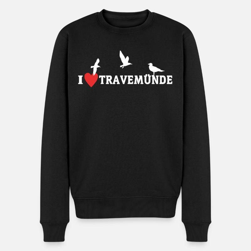 I Love Travemünde Liebe - Männer Premium Bio Pullover - Schwarz