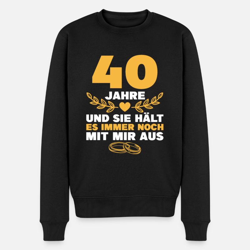 Rubinhochzeit Mann 40 Hochzeitstag Geschenk - Männer Premium Bio Pullover - Schwarz
