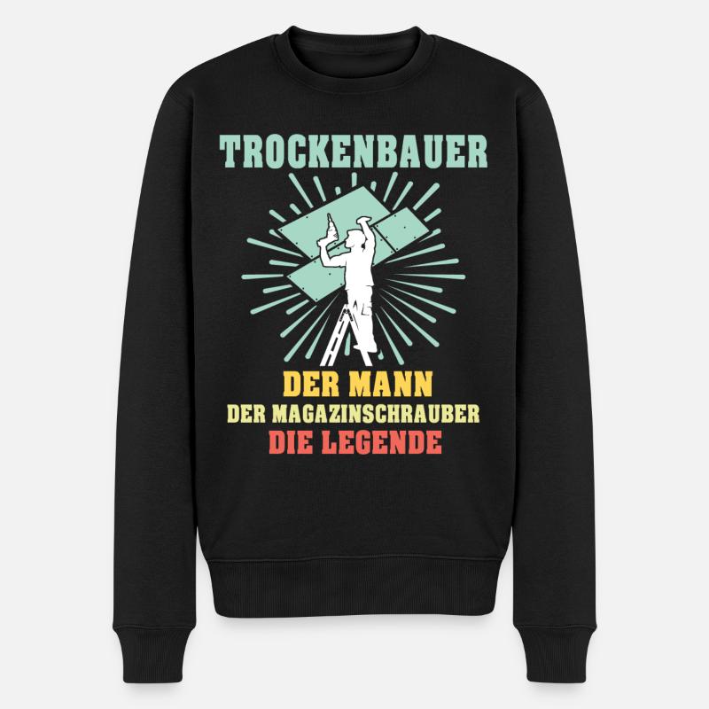 Trockenbauer Sprüche Trockenbau - Männer Premium Bio Pullover - Schwarz
