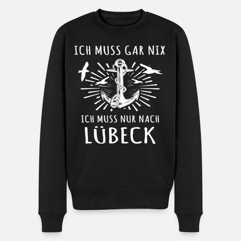 Lübeck - Männer Premium Bio Pullover - Schwarz