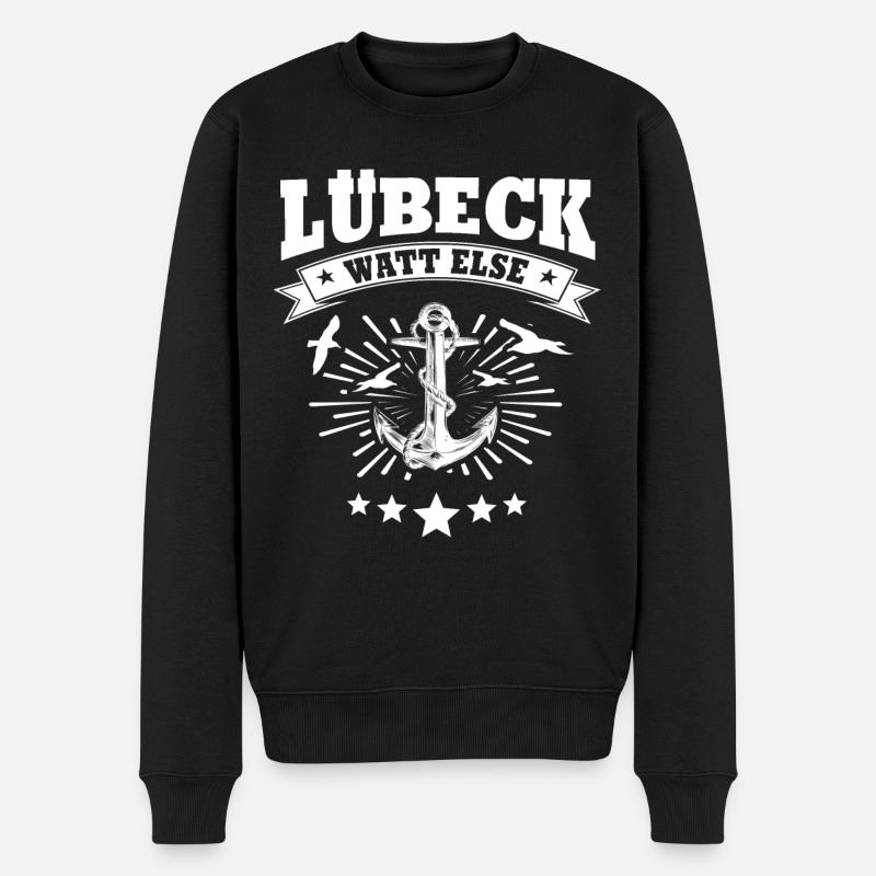 Lübeck - Männer Premium Bio Pullover - Schwarz