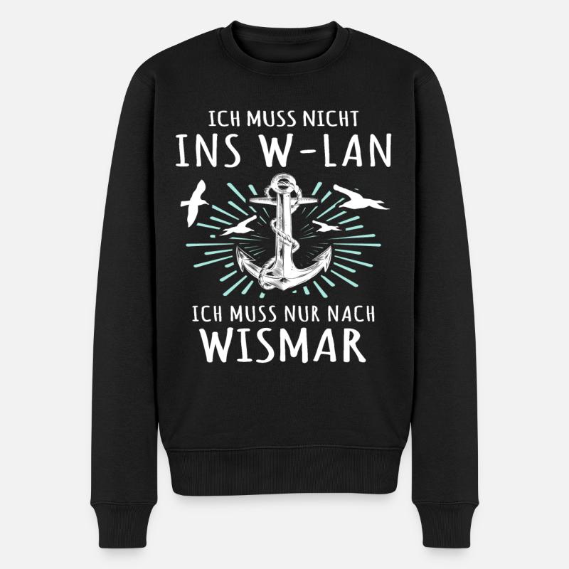 Wismar Sprüche Ostsee Wismarer - Männer Premium Bio Pullover - Schwarz